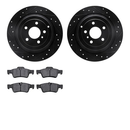 DYNAMIC FRICTION CO 8602-63068, Rotors-Drilled and Slotted-Black with 5000 Euro Ceramic Brake Pads, Zinc Coated 8602-63068
